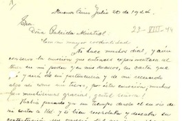 [Carta] 1944 jul. 20, Buenos Aires [a] Gabriela Mistral [Brasil]
