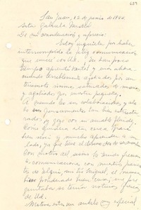 [Carta] 1944 jun. 12, San Juan, Argentina [a] Gabriela Mistral