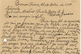 [Carta] 1944 dic. 18, Buenos Aires, [Argentina] [a] Gabriela Mistral, Rio de Janeiro, [Brasil]