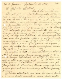 [Carta] 1944 sept, Río de Janeiro, [Brasil a] Gabriela Mistral