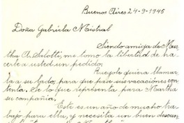 [Carta] 1945 sept. 24, Buenos Aires, [Argentina] [a] Gabriela Mistral