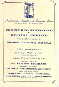 [Programa] de Concierto Sinfónico y Recital Poético, 1945 sept., Buenos Aires