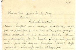 [Carta] 1945 nov. 16, Buenos Aires, [Argentina] [a] Gabriela Mistral