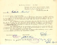 [Carta] 1945 oct., La Plata, Argentina [a] Gabriela Mistral