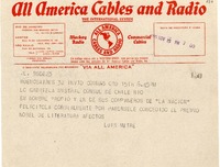 [Telegrama] 1945 nov. 15, [Buenos Aires, Argentina] [a] Gabriela Mistral, [Rio de Janeiro, Brasil]