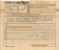 Telegrama [1945 nov. 16, B. Aires, Arg. [a] Mistral Gabriela Consulado de Chile, Petrópolis R.J.