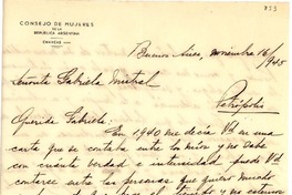 [Carta] 1945, nov. 16, [a] Gabriela Mistral, Petrópolis