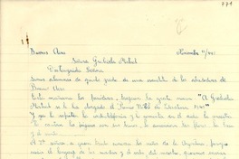 [Carta] 1945 nov. 18, Argentina [a] Gabriela Mistral