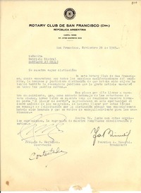 [Carta] 1945 nov. 28, San Fancisco, [Córdoba, Argentina a] Gabriela Mistral, Santiago de Chile