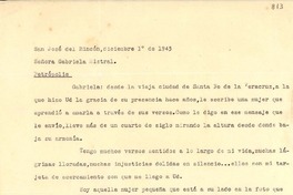 [Carta] 1945 dic. 1, San José del Rincón, Santa Fé, [Argentina] [a] Gabriela Mistral, Petrópolis, [Brasil]