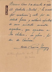 [Carta] 1945 dic. 3, Buenos Aires, [Argentina] [a] Gabriela Mistral