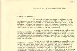 [Carta] 1945 dic. 5, Buenos Aires, [Argentina] [a] Gabriela Mistral