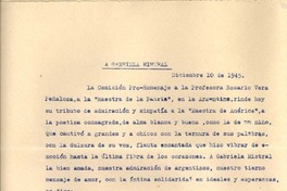 [Carta] 1945 dic. 10, [Argentina] [a] Gabriela Mistral