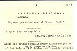 Gabriela Mistral laureada: mujeres que obtuvieron el Premio Nobel
