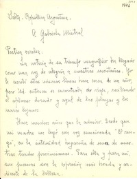 [Carta] 1946, Salta, República Argentina[a] Gabriela Mistral