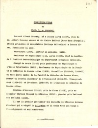 Curriculum Vitae du Prof. B. A. Houssay