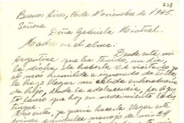 [Carta] 1945, nov. 16, Buenos Aires [a] Doña Gabriela Mistral