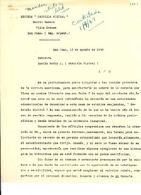 [Carta] 1946 ago. 16, San Juan, [Argentina] [a] Gabriela Mistral