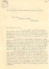 [Carta] 1946 jun. 14, Valle de Santa María de Punilla, Córdoba, Republica Argentina [a] Gabriela Mistral, Chile
