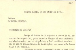 [Carta] 1946 mar. 25, Buenos Aires [a] Gabriela Mistral