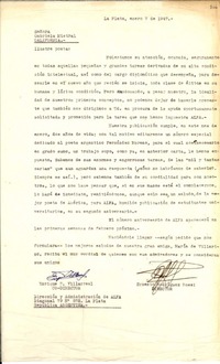 [Carta] 1947 ene. 7, La Plata, [Argentina] [a] Gabriela Mistral, California, [EE.UU.]
