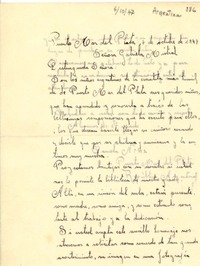 [Carta] 1947 oct. 6, Puerto Mar del Plata, República Argentina [a] Señora Gabriela Mistral
