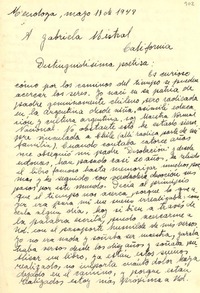 [Carta] 1948 mayo 17, Mendoza, [Argentina] [a] Gabriela Mistral, California, [EE.UU.]