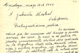 [Carta] 1948 mayo 17, Mendoza, [Argentina] [a] Gabriela Mistral, California, [EE.UU.]