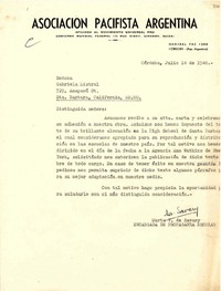 [Carta] 1948 jul. 14, Córdoba, [Argentina a] Gabriela Mistral, Sta. Barbara, California, EE.UU.