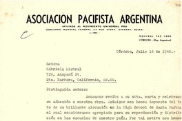[Carta] 1948 jul. 14, Córdoba, [Argentina a] Gabriela Mistral, Sta. Barbara, California, EE.UU.