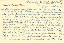 [Tarjeta] 1948 ene. 18, Buenos Aires [a] Gabriela Mistral