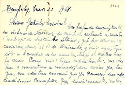 [Carta] 1948 ene. 22, Temperley, Provincia de Buenos Aires, Argentina [a] Gabriela Mistral
