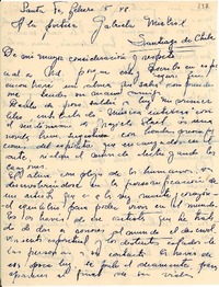 [Carta] 1948 feb. 15, Santa Fe [a] Gabriela Mistral, Santiago de Chile