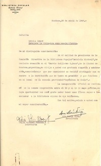 [Carta] 1948 abr. 28, Mendoza, [Argentina a] Señorita Lucila Godoy, Embajada de Chile, Los Ángeles, California