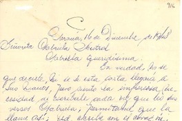 [Carta] 1948 dic. 16, Paraná, Entre Ríos, República Argentina [a] Gabriela Mistral