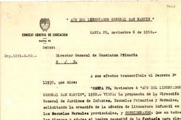 [Carta] 1950 nov. 6, Santa Fe, Argentina [al] Señor Director de Enseñanza Primaria, Santa Fe, Argentina