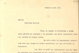 [Carta] 1950, Buenos Aires [a] Gabriela Mistral