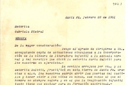 [Carta] 1948 feb. 28, Santa Fe, [Argentina] [a] Gabriela Mistral, Genova, [Italia]