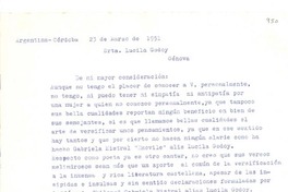 [Carta] 1951 mar. 23, Córdoba, Argentina [a] Lucila Godoy, Génova, [Italia]
