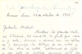 [Carta] 1950 oct. 14, Buenos Aires [a] Gabriela Mistral