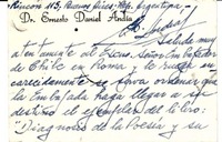 [Tarjeta] 1951 jul. 10, Buenos Aires, Argentina [al] Embajador de Chile en Roma, [Italia]