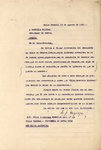 [Carta] 1951 ago. 19, Villa Federal, Provincia de Entre Ríos, Argentina [a] Gabriela Mistral, Génova, Italia