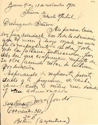 [Carta] 1950 nov. 13, Buenos Aires [a] Gabriela Mistral