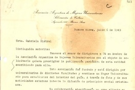 [Carta] 1949, jul. 6, Buenos Aires [a] Gabriela Mistral