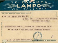 [Telegrama] 1952 abr. 23, Roma [a] Gabriela Mistral, Nápoles