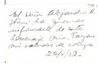 [Tarjeta] 1952 oct. 10, Buenos Aires, [Argentina] [a] [Gabriela Mistral]