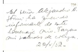 [Tarjeta] 1952 oct. 10, Buenos Aires, [Argentina] [a] [Gabriela Mistral]