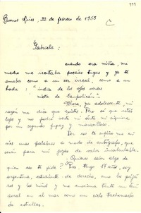 [Carta] 1953 feb. 22, Buenos Aires, Argentina [a] Gabriela [Mistral]