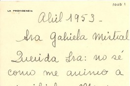 [Carta] 1953 abr., Buenos Aires, Argentina [a] Gabriela Mistral
