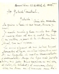 [Carta] 1953 abr. 22, Buenos Aires, Argentina [a] Gabriela Mistral
